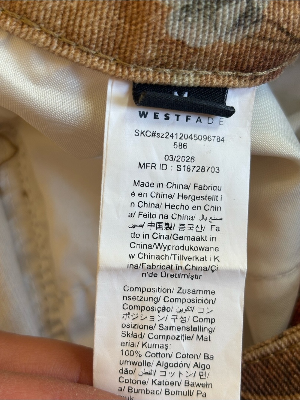 West Fade Floral Corduroy Mini Skirt Medium Button Front Scalloped Hem - Picture 7 of 7